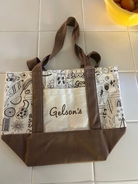 Brown and Cream Canvas Tote Bag